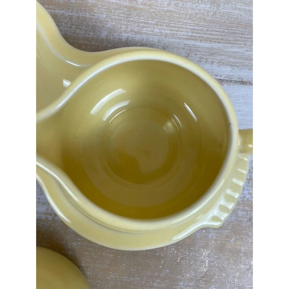FIESTA Homer Laughlin Light Yellow Cream and Sugar Set W/Tray